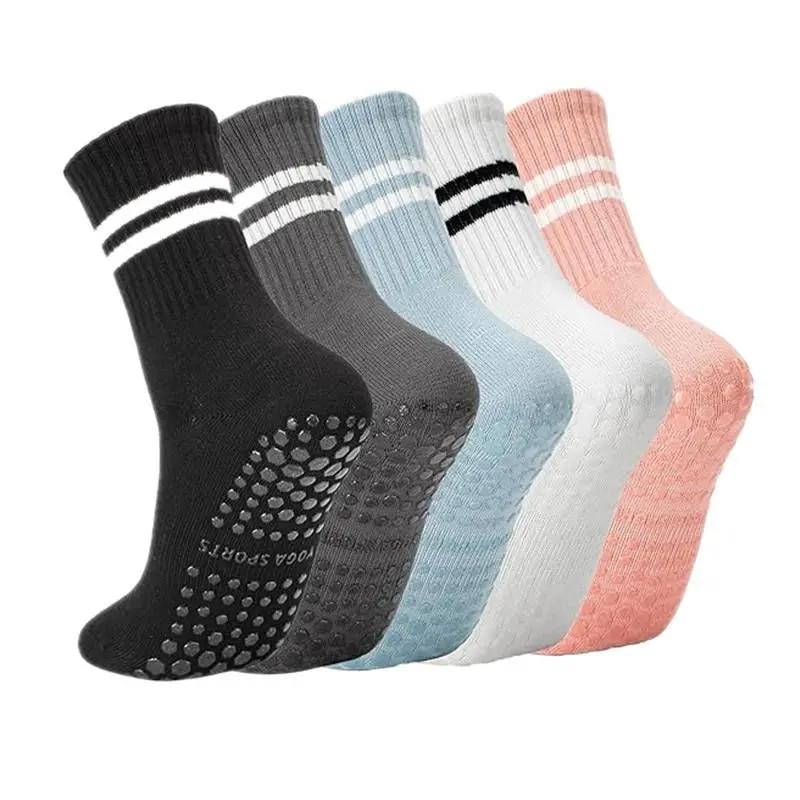 Women's Middle-Tube Sports Socks - Multi-Combination, Comfortable, Transparent, Non-Slip Yoga Socks with Silicone Bottom for Yoga, Fitness