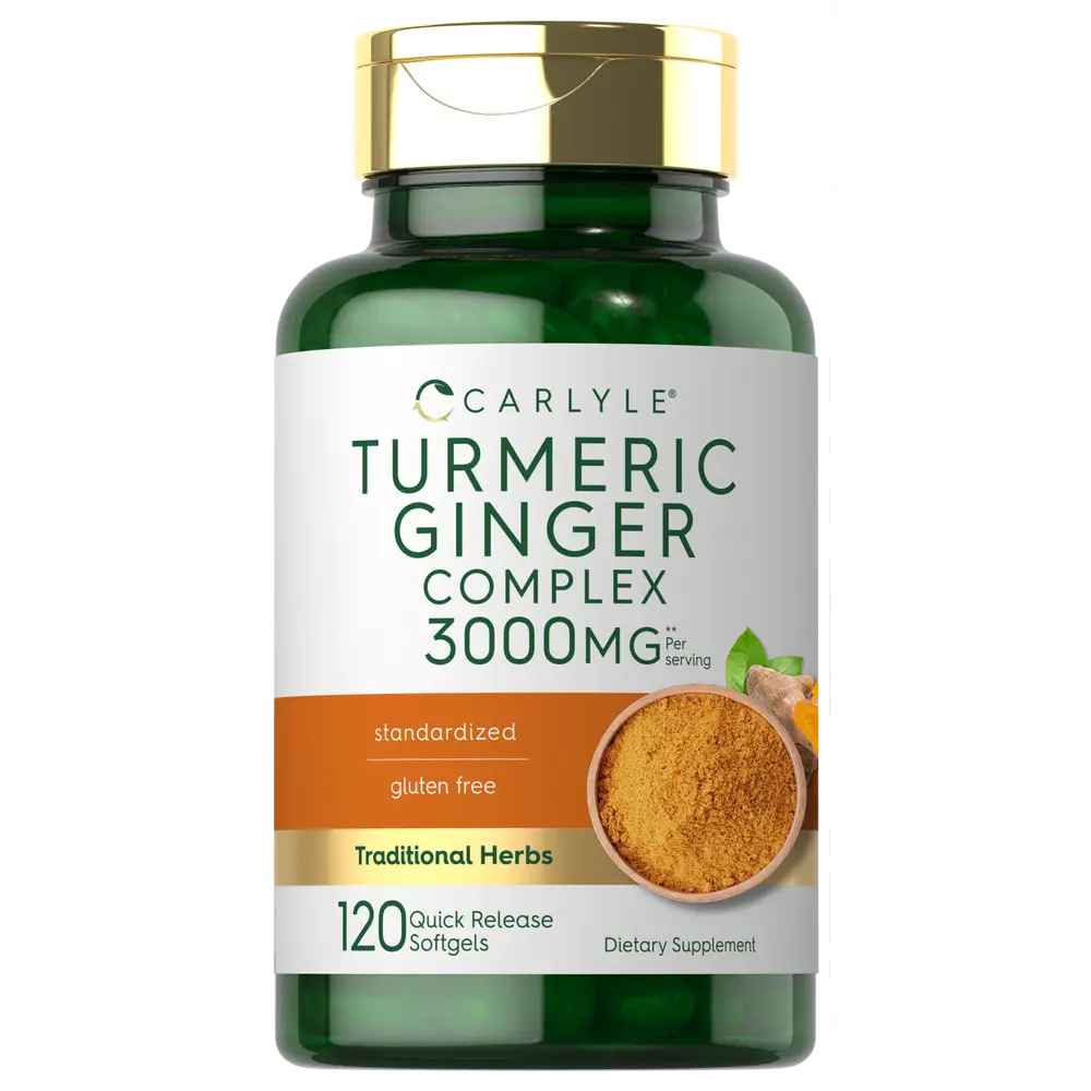 Carlyle Turmeric and Ginger Supplement 3000 mg | 120 Softgel Capsules | Turmeric Curcumin Complex | With Black Pepper Extract | Non-GMO, Gluten Free