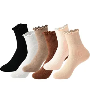 6 Pairs Ruffle Socks Woman Cute Frilly Ankle Socks for women girls