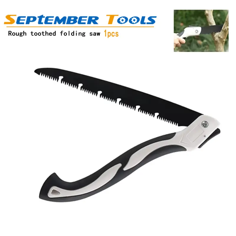 180mm Heavy Duty Folding SK5 Steel Handsaw - Finger-Safe, 1-Hand Operation, Lock Feature, Rubber Comfortable Grip, Portable Versatile Tool for Camping, Tree Pruning, DIY Projects, Easy Storage Hardware