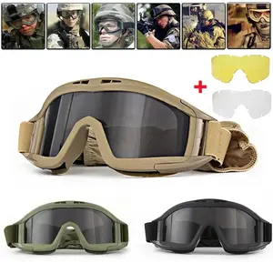 Desert Locust Army Goggles Windproof Sand Glasses with 3 Replaceable Lenses for Motorcycle Helmet Liner & Combat Boots Unisex PC Material UV Protection Goggles Motocross Gear
