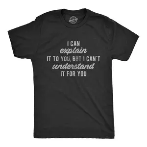 Mens I Can Explain It to You, But I Can't Understand It for You T Shirt Funny Sarcastic Tee Mens Funny T Shirts Cool Vintage Fashion T-Shirt Gift Classic Menswear Funny Sarcastic Short Sleeve Novelty Tees for Black