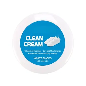1-Count Multipurpose No-Wash White Shoe Cleaner Cream (160g) with Built-in Sponge, Mild Gentle Non-Irritating Eco-Friendly Formula, Effective Stain Remover for Leather, Silicone, Footwear & Car Interiors, Ideal for Home Cleaning Care