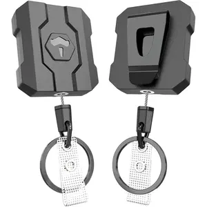 Retractable Keychain Badge Holder with Belt Clip, Heavy Duty Carabiner ID Badge Clip Reel, 32” Steel Retractable Cord, 10 oz Rebound，2 Pack Key Back