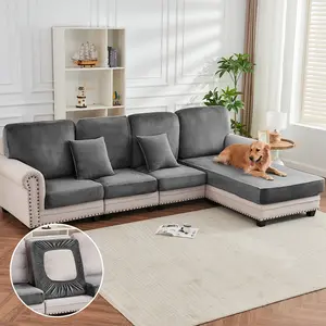 Taque Couch Covers Velvet Sofa Cushion Cover Stretch Machine Washable Universal Slipcover Furniture Protector for Couches Sectional Sofas