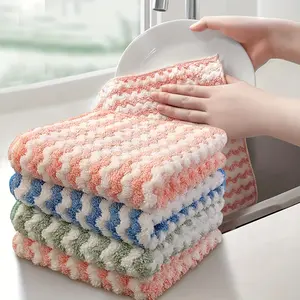 5/10pcs Ultra Absorbent Microfiber Cleaning Cloth, Oil-Free Dish Towel, Multi-Purpose Wipe, Easy Clean Glass Towel, Kitchen & Bathroom Use, Dish Towels Rags