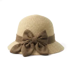 Straw  women's summer sunshade beach eaves style too sunscreen face simple sunshade small clear sunshade  bow sun