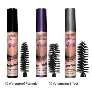 PROSA Mascara Trio Bundle Waterproof for Long Lasting Makeup Volumizing Lengthening Effect 3 Tubes 15ml Each