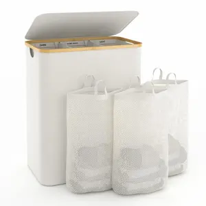 Bathola Hampers for Laundry Basket with Lid, 160L Extra Large Laundry Hamper 3 Section Dirty Clothes Hampers for Laundry Divided Laundry Basket Organizer for Bedroom,Laundry Room,Dirty Clothing Hamper