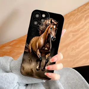 Fashionable and Simple Galloping Horse Design for iPhone 16/15/14/13/12/11 Promax/Plus, Comes with Full Coverage Anti-drop and Anti-slip Protective Case, This Soft TPU Silicone Phone Case Offers Various Colors, Perfect for Equestrian Culture Enthusiasts,