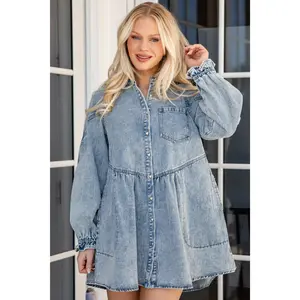 Women's Casual Loving Detail Denim Mini Dress