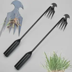 4-Teeth & 50cm lenth Manganese Steel Weed Puller | Portable Hand Weeding Tool for Garden & Yard