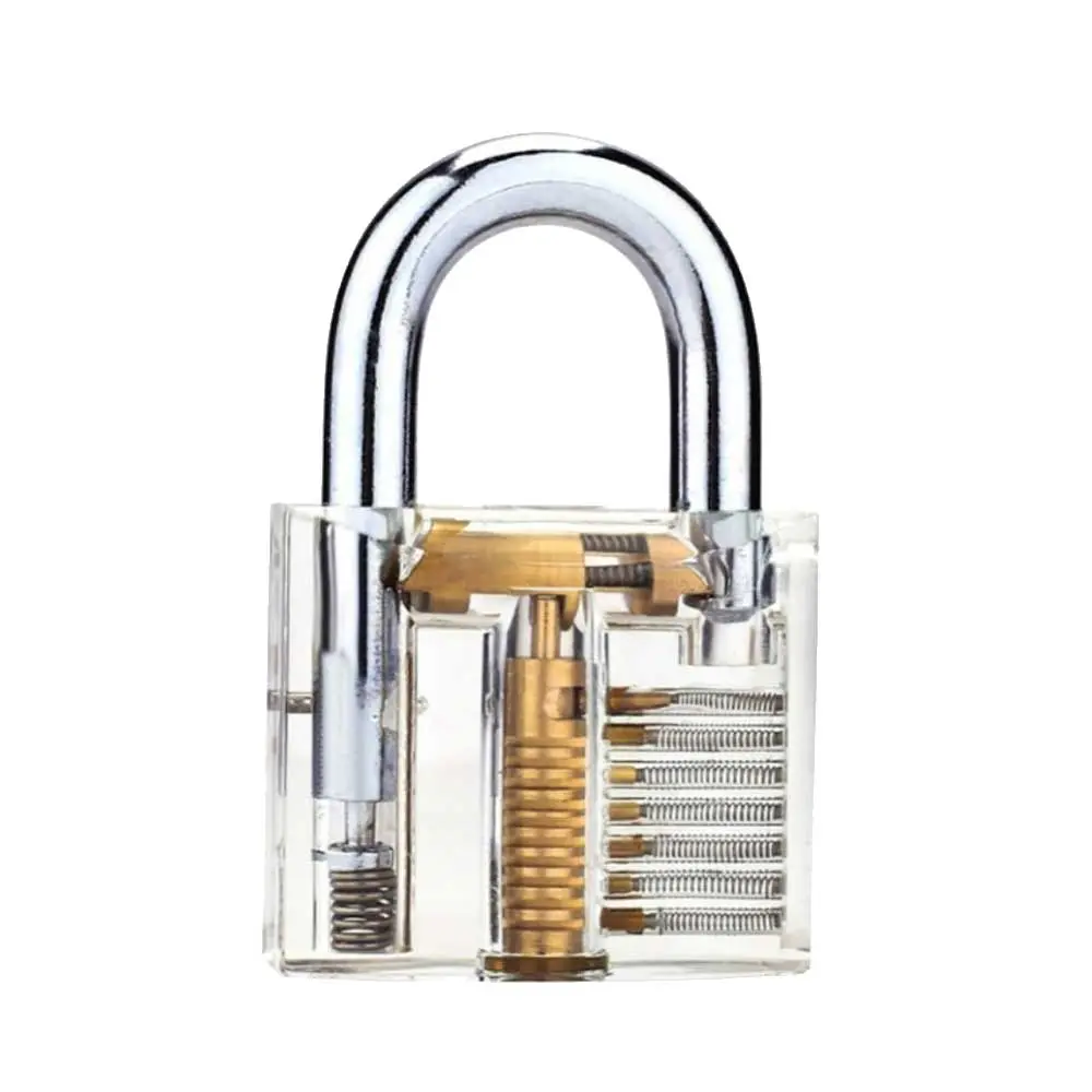 High Quality Beginner Transparent Visible Practice Lock with Key, 1* Padlock Practice Lock with Hook Pick, Padlock Included