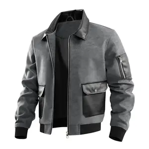 Men’s color-block suede jacket with notched lapel, ribbed hem, loose workwear outerwear, soft faux suede retro casual top—ideal for daily commuting, trendy streetwear, and short trips.
