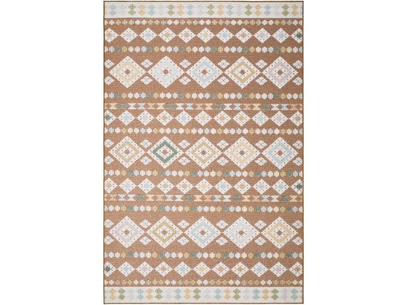 Livabliss LKD2315-537 Decorative Rectangular Rug Mat - 5'3"x7' Machine-Woven Lakeside Rust, Durable Waterproof Outdoor Dining Room Home Decoration Mat