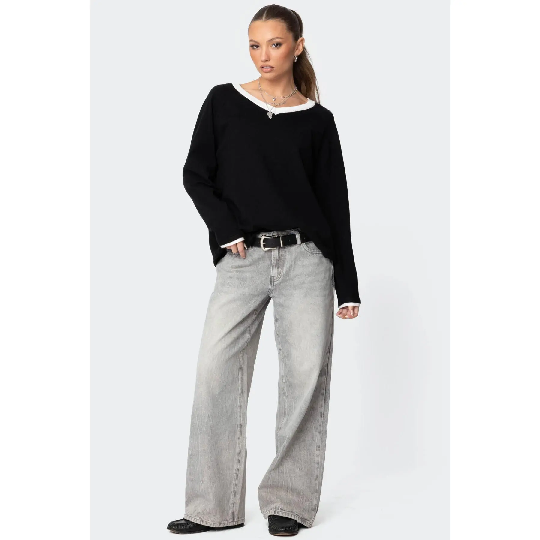 Magda Acid Wash Low Rise Baggy Jeans