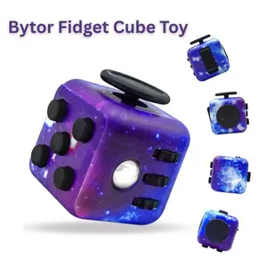 Bytor Fidget Cube Toy – 6-Sided Handheld Stress Relief Toy for Kids & Adults, Silent & Audible Fidgeting for Anxiety, ADHD, ADD, OCD Focus Support