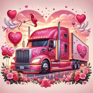 1pcs 5D DIY diamond painting kit, 5D diamond art set, DIY decoration, pink truck diamond painting kit full round drill DIY, mosaic, diamond art, Diamond Art Tools, DIY art home decoration, suitable for Halloween and Christmas.