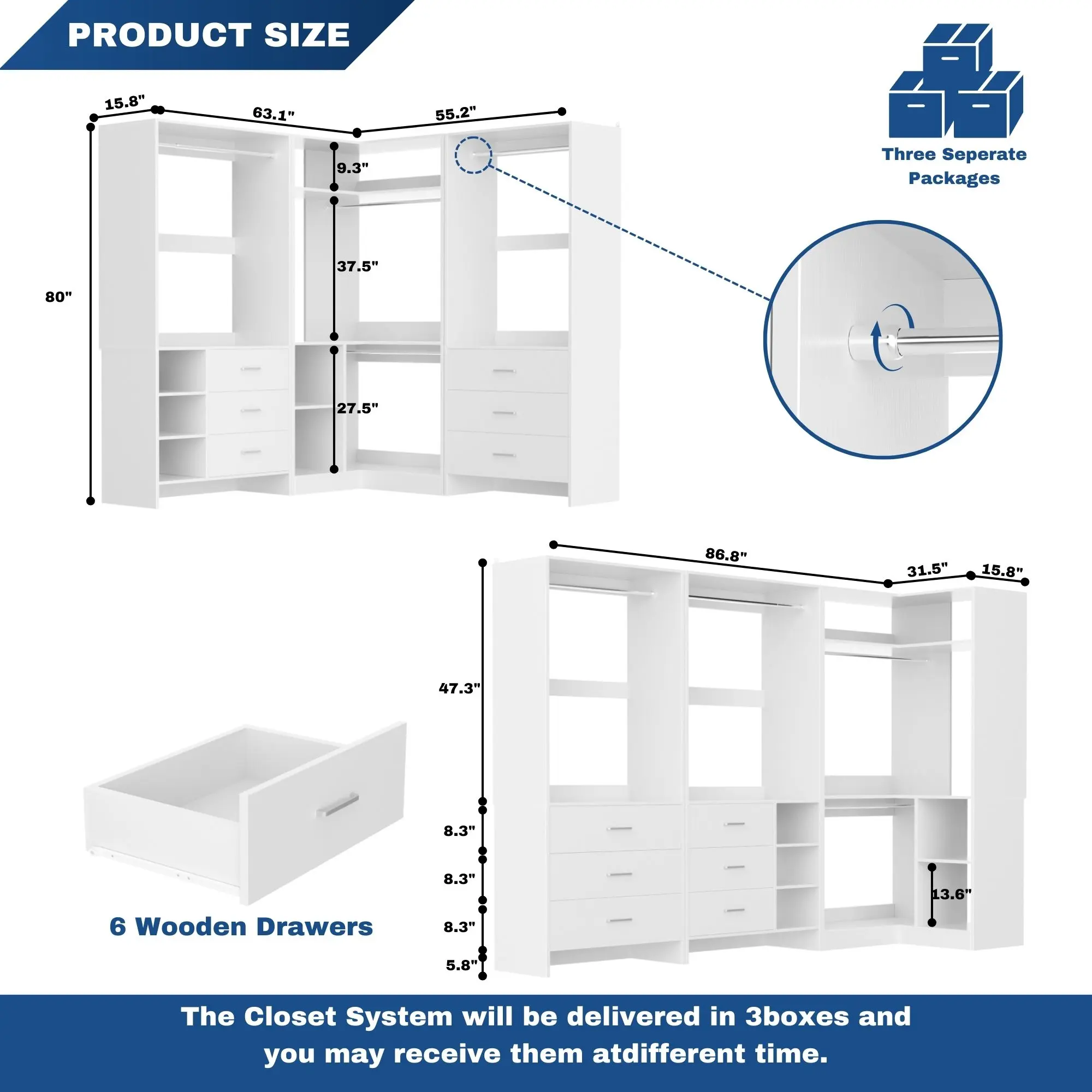 Set of 3 Closet System
