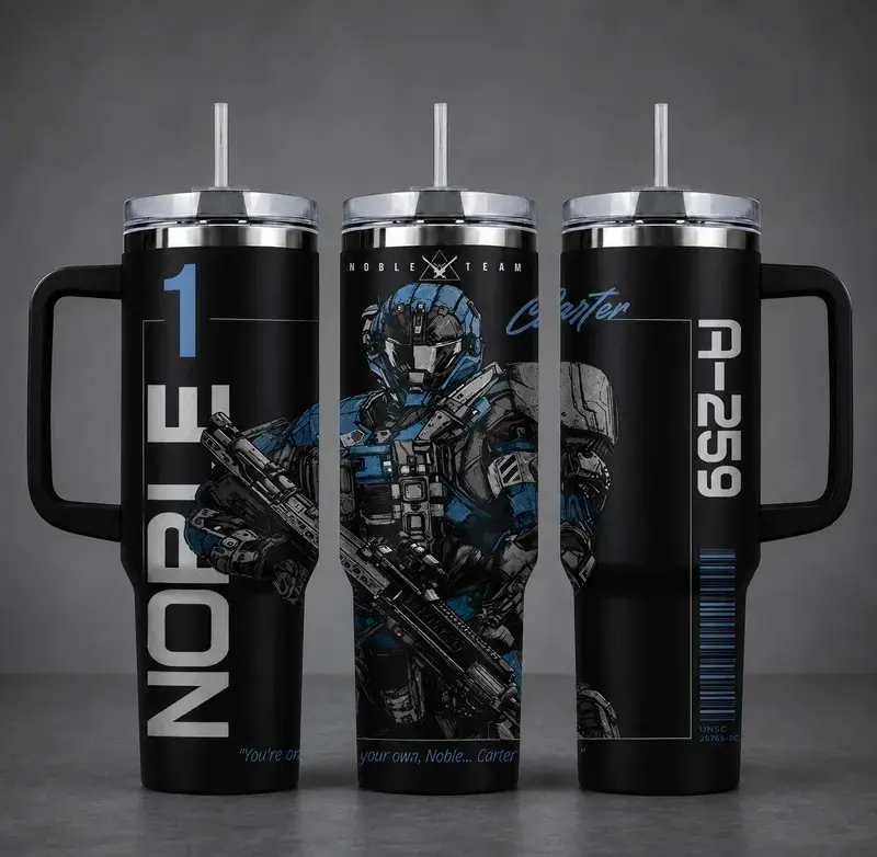 [Collection] Noble Team Halo Game Tumbler 40oz Vintage Retro Gaming Water Bottles, Gift for Game Fans tiktok auction