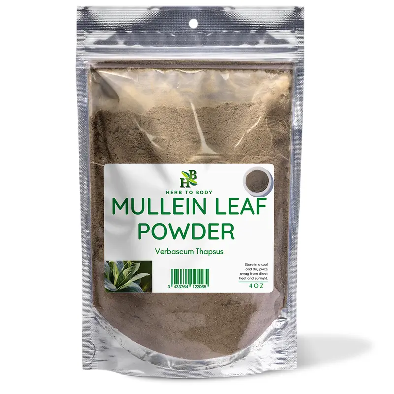 Herb To Body Mullein Leaf Powder | Verbascum Thapsus | Wildcrafted | 4oz Spice Flavor