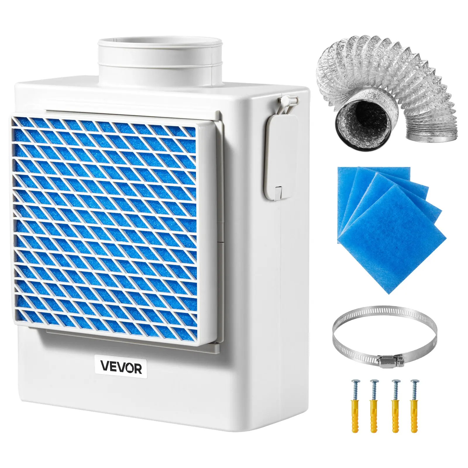 【Summerfinds】VEVOR 3-in-1 Indoor Dryer Vent Kit,Premium ABS Material Fits 4 inch Exhaust Port, Smart Overheating Reminder Exhaust Hood & Easy-to-Detach Mesh Cap & Multi-layer Purification with 4 Replacement Pads
