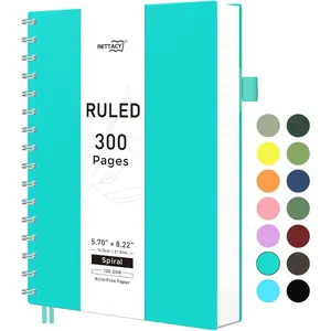 Spiral Notebook, A5 College Ruled Notebook with 300 Pages, 5.7" * 8.2", Medium Size, Notebook Journal for School, Work, Writing, 100 GSM Thick Paper, Flexible Plastic Cover (Tiffani Blue)
