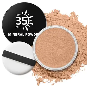 Mineral Powder Foundation,SPF 35,Lightweight Loose Powder Foundation Full Coverage,Buildable Coverage Mineral Sunscreen for Face,Talc Free,Vegan,0.35 oz,02 Medium Beige