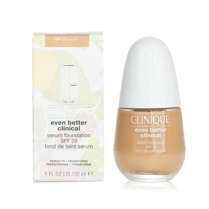 Clinique Even Better Clinical Serum Foundation SPF 20 - #WN38 Stone, Hyaluronic Acid-Infused, Brightening Coverage, Radiance-Boosting, Skin-Restoring Makeup