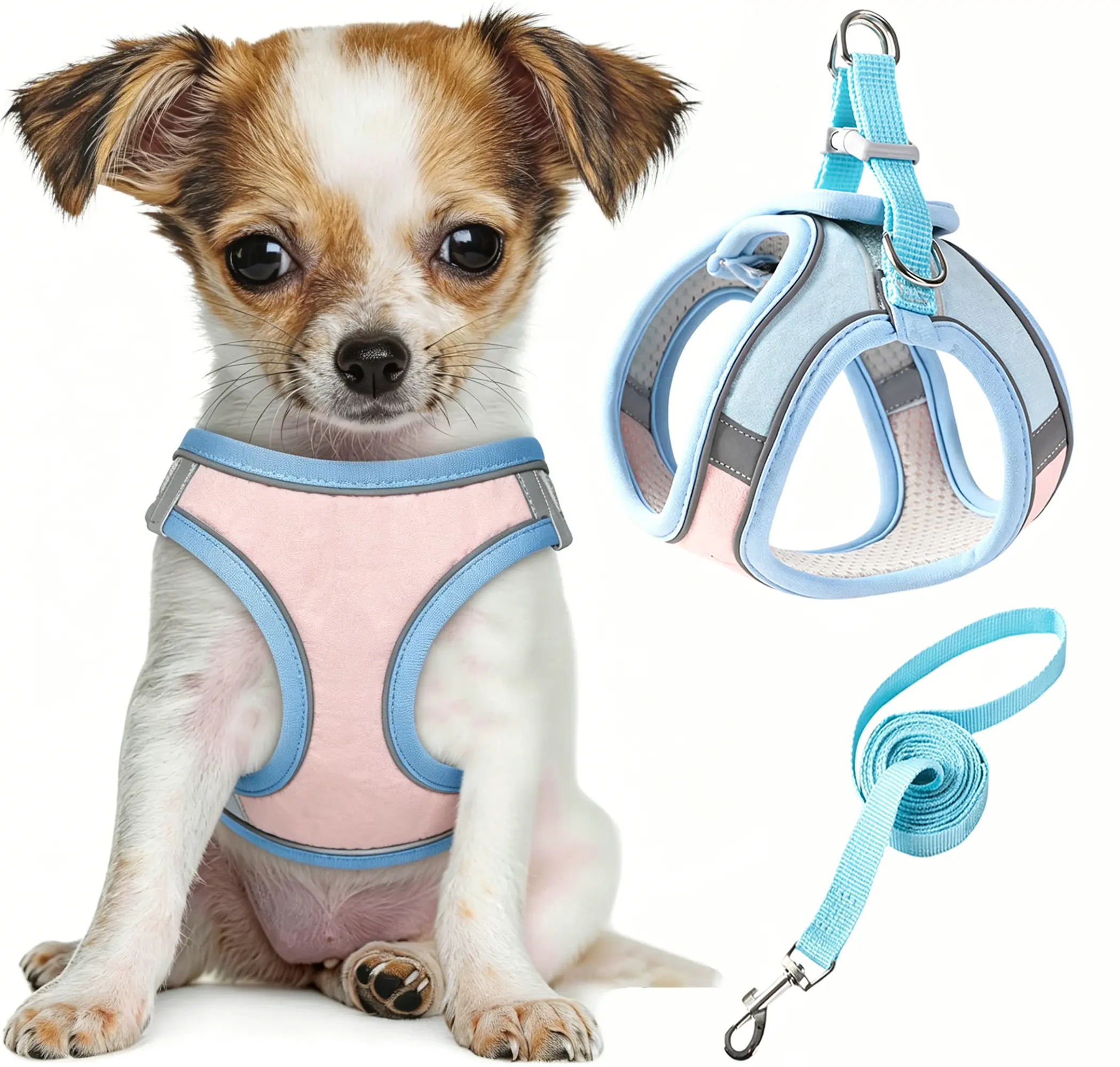 Dog Harness and Leash Combo Set - No-Pull Soft Mesh Vest with Adjustable Straps, Reflective Breathable Fit for Small/Medium/Large Dogs, Kitten Harness (Pack of 1), Prevents Pulling