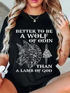 100% Cotton Unisex WOLF OF ODIN - NORSE MYTHOLOGY Gift VIKINGS T-Shirt Casual Graphic Printed Tee