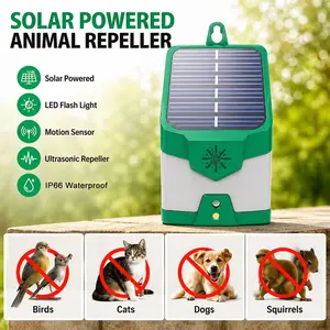 Hanging Solar Ultrasonic Animal Repeller, No Chemicals, Motion Activated Pest Deterrent with LED Flash Light, Motion Sensor, Keep Birds, Cats, Dogs & Squirrels Away from Yard, Roof & Garden