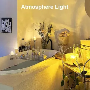 16-Color Changing LED Water Ripple Aurora Projector Night Light - Crystal Shape, USB-Powered, Aurora Effect Ambient Decor Lamp for Modern Home Decor Gifts
