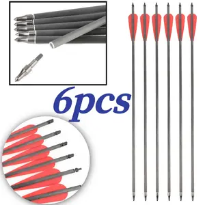 6pcs Pure Carbon Arrow 4-inch Arrow Feather id 6.2mm od7.5mm Daily Archery Exercise Adapted to Indoor and Outdoor Archery with Arrow Outdoor Sporting Goods Archery Training Arrow