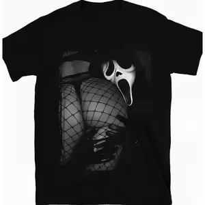 Ghost Face Scream Movie Graphic Vintage Cotton T-Shirt | Horror Film Streetwear Outfit | Comfortable Spooky Season Tee | Halloween Gift for Him/Her | Best Gift for Horror Fans Friends Family