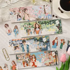 20 Sheets/bag Sticker Book, Pet Material, Sweet Oxygen Diary Series Couple Theme Hand Account Stationery Bottle Decoration