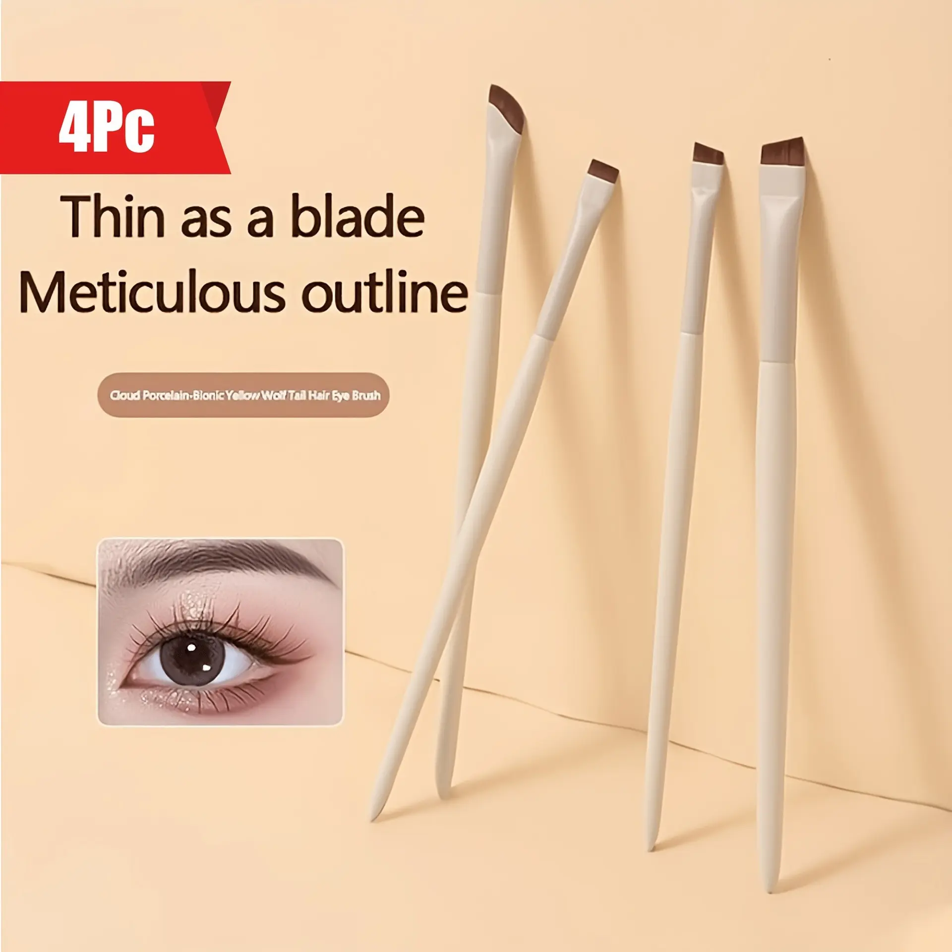 Porcelain Eyeliner Brush, Angled Fine Blade Makeup Brush, Brow Brush, Eyebrow Angled Brush, Eye Makeup Tool for Beginners, Beginner Friendly, Essential Beauty Accessory, Eye Makeup Brushes, Cosmetic Brushes