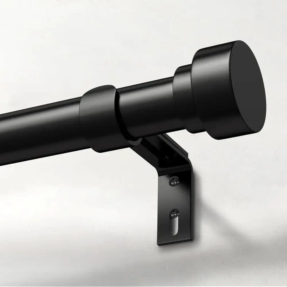 Heavy Duty Telescopic Curtain Rod Set, 1 in Black Adjustable Window Rod (66-120 in), Easy Installation, Modern Design (A1)