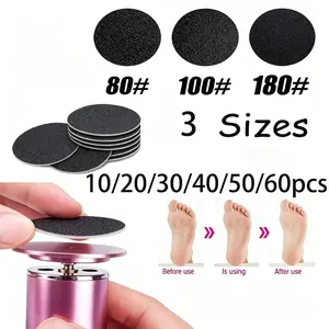 10/20/30/40/50/60pcs Replacement roller heads for foot care tools, replacement heads for electric pedicure files and calluse removers, universal thickened replacement roller heads, electric perfect pedicure file and electric callus remover accessories.