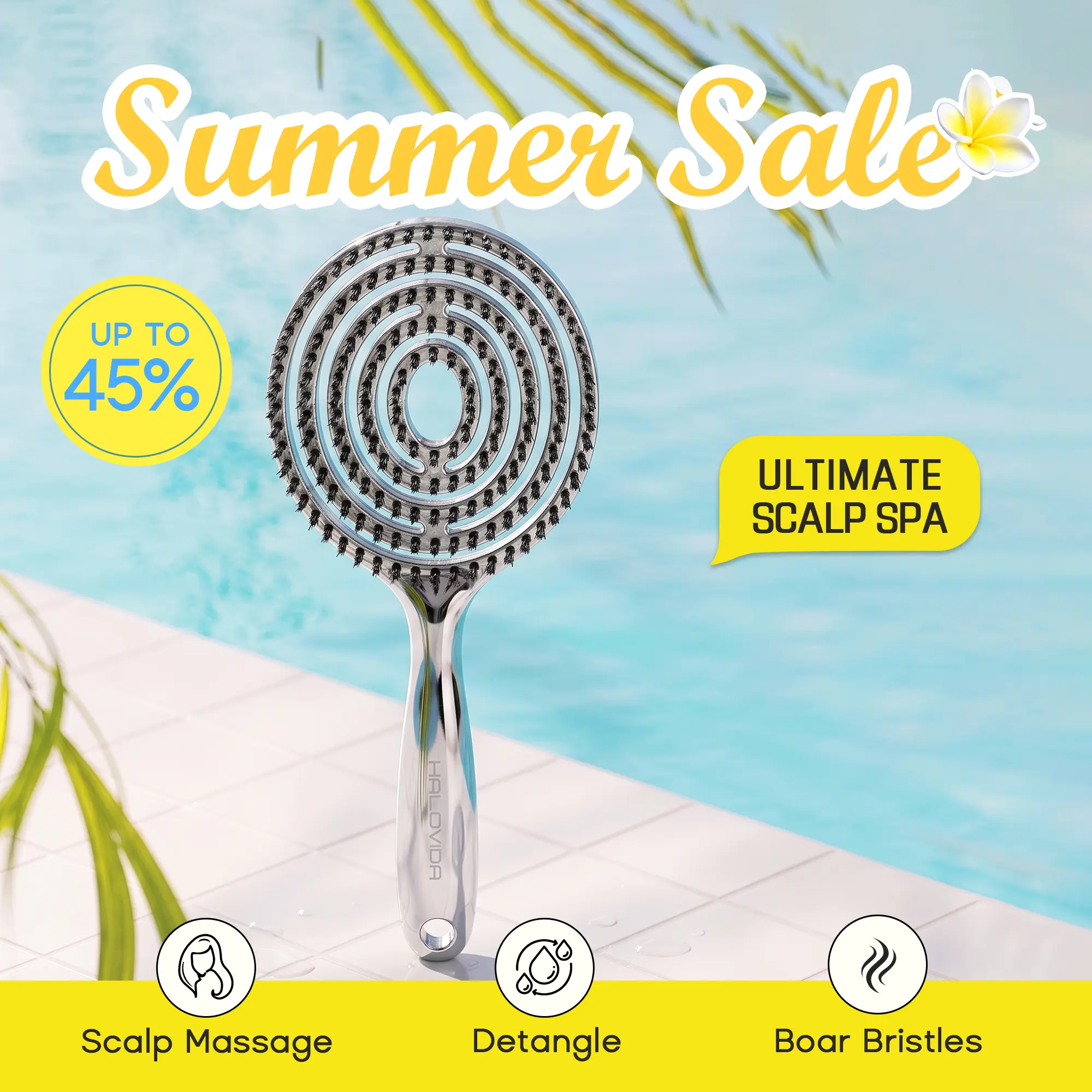 HALOVIDA Anti-Static Hollow Round Bristle Brush - Massaging Design for Enhanced Volume,Detangling Brush for Pain-Free Brushing,Reduces Heat Damage, Perfect for Quick Drying and Voluminous Styling,Gentle,Boar bristle brush,Use in Wet and Dry Hair