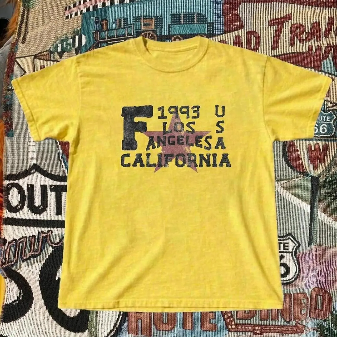 Yellow Los Angeles California Graphic T-Shirt Vintage Retro City Print Gildan Heavy Cotton Unisex Casual Streetwear Travel Souvenir Tee Gift for Men Women
