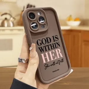 "God in Her Heart"Brown Phone Case Cover Suitable for  iPhone 17 16 15 14 Pro Max 13 12 11 Air X XS Plus E and More Models - Birthday Gift, Holiday Gift, Couple Phone Case, Gift for Boyfriend or Girlfriend