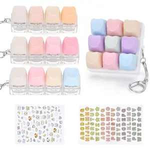 4 PCS Keyboard Fidget Toy, Includes 9-in-1 & 4-in-1 Keyboard Clicker Set with Stickers, Heart Shape Detachable Clicker Fidget Toy for Adults Valentine's Day Decompression (Macaron, 4Pack)