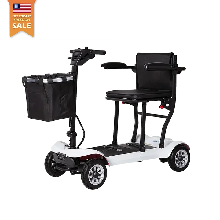 Paiseec D3 Mobility Scooter, Foldable, Ergonomic Travel Scooter with Aircraft-Grade Aluminum Alloy Frame, Compact, Flexible Speed Selection, Long-Lasting Battery, Portable, Rear Braking, Rubber, Removable Seat