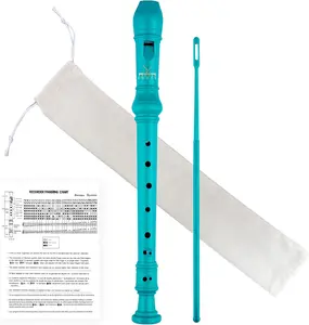 Soprano Recorder 8-Hole Instrument for Beginners  Students, Baroque Style C Key Flute with Cleaning Rod & acking Bag for Education & Entertainment - Cyan