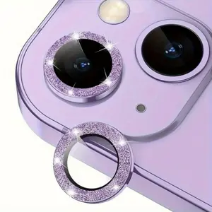 Cellphone Camera Lens with Rhinestone Glass Lens Protector for iPhone 16/15/14/13/12/11 Pro Max/15/14 Plus, Shockproof and Scratch Resistant Smartphone Lens Film