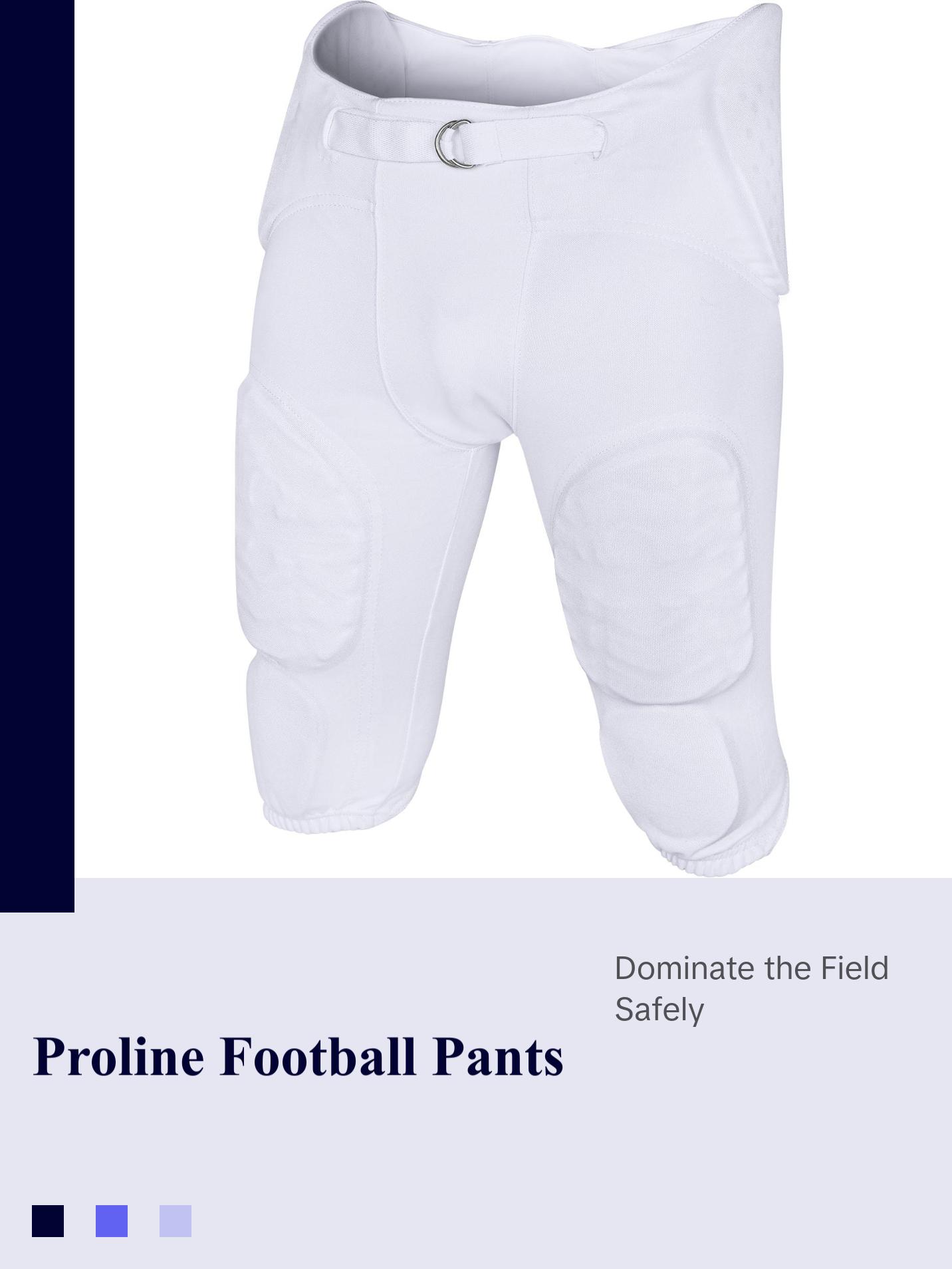 Exxact Sports Proline Youth Integrated Football Pants with 7 Flex Pads Lightweight Practice Trousers for Protection White Athletic Bottoms Active Top