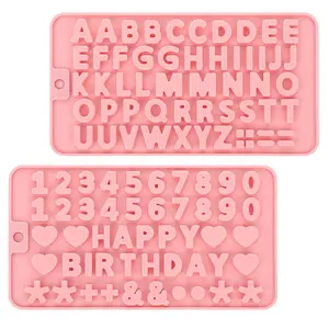2-Piece Alphabet Mold Set Silicone Number & Alphabet Chocolate Candy Molds Non-Stick Birthday Cake Decorating Baking Molds Ideal for Making Candies, Gummies, Cookies, Ice Cubes, and Cake Decorations
