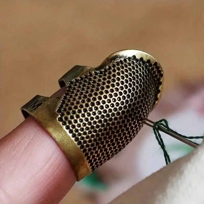 2pcs Vintage European Adjustable Thimbles, Non-Slip Finger Protectors for Hand Sewing & Cross Stitch, Dark, Comfortable Design, Sewing Tools