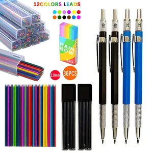 Mechanical Pencils Set, 75pcs/set Including 2 Counts Metal Automatic Pencil & 5 Boxes Lead & 1 Count Eraser, Stationery Supplies for Home Dormitory School Office, School Supplies